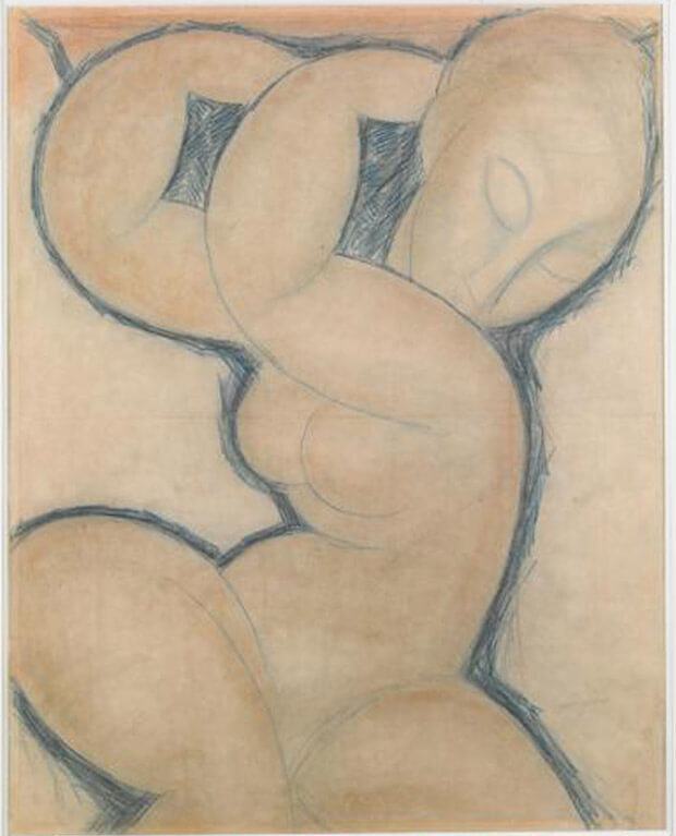 Amedeo Modigliani. Cariatide (blu). 1913 circa. Matita blu su carta