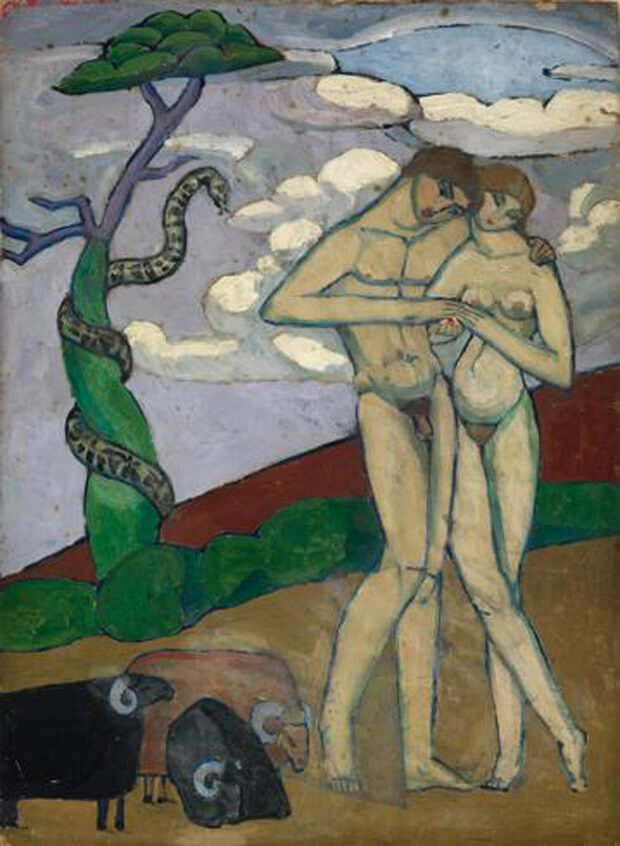 Jeanne Hébuterne - Adamo ed Eva. 1919. Olio su cartone