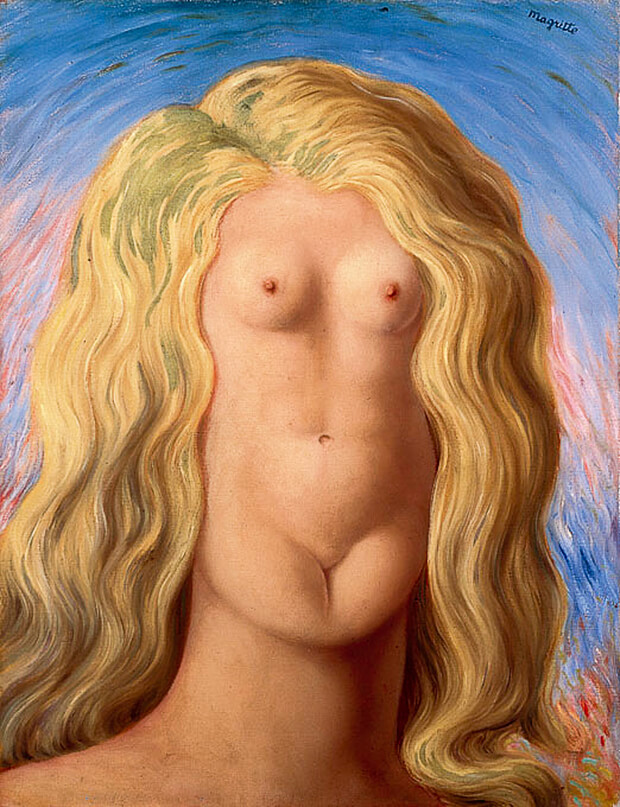 René Magritte. Lo Stupro,1934, olio su tela, 73x54 cm.
