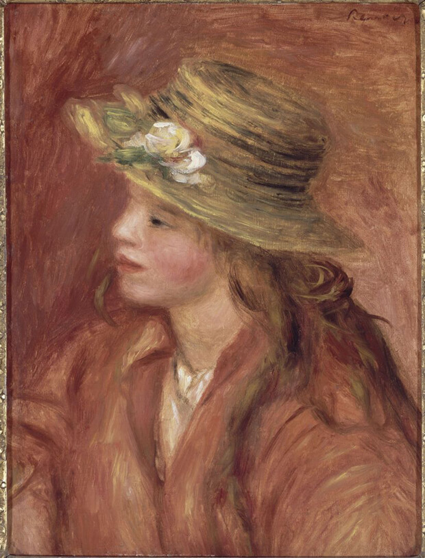Pierre Auguste Renoir. Ragazza con il cappello di paglia, 1908 circa