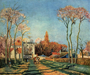 Entrata del villaggio di  Voisins, 1872, olio su tela, cm. 46x55