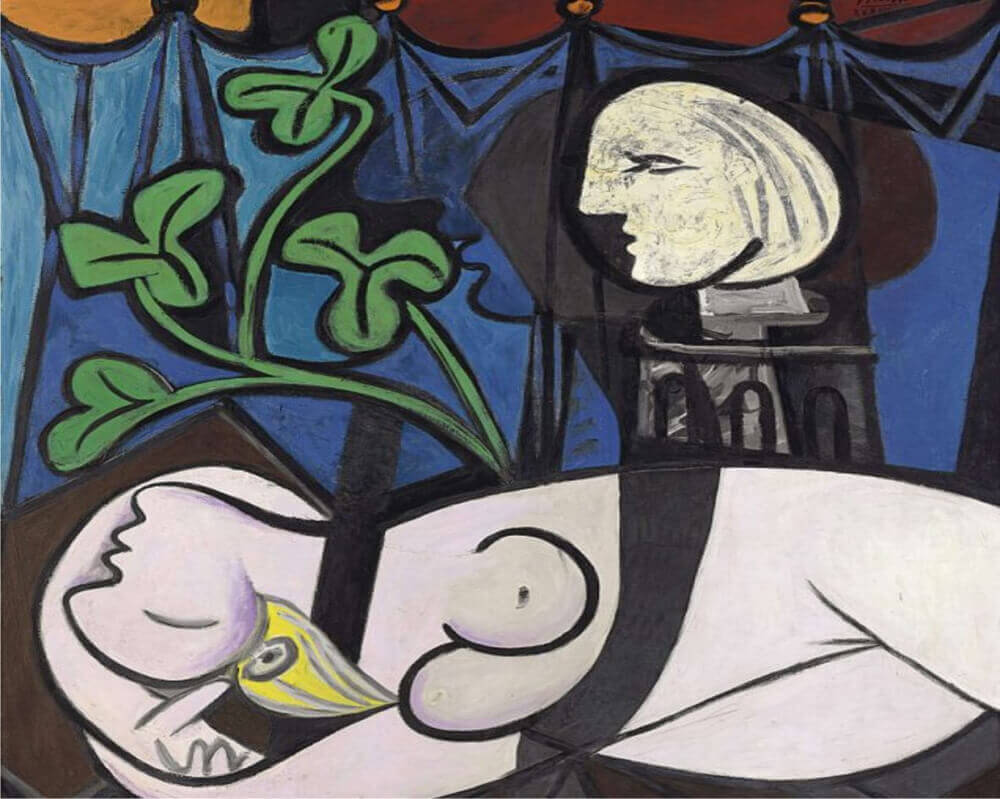 Pablo Picasso Nudo foglie verdi e busto 1932