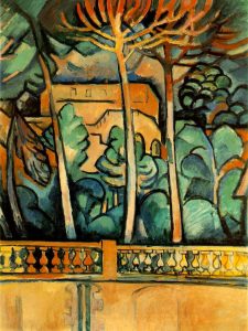 Georges Braque. Terrazza all'hotel Mistral. 1907, olio  su tela, cm. 80 x 61