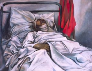 Morte di un eroe, 1953, olio su tela, cm. 88 x 110. Estorick Collection, London