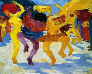 Espressionismo tedesco. Emil Nolde. La danza intorno al vitello d'oro, 1910. Olio su tela. Staatsgalerie moderner kunst, Monaco di Baviera 