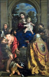 Pietro da Cortona. Madonna con Bambino e i Santi Giacomo, Giovanni Battista, Stefano papa e Francesco, 1626. MAEC - Museo dell'Accademia Etrusca e della Città di Cortona