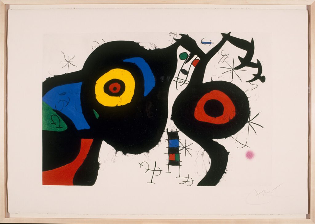 Joan Miró. I due amici, 1969. Acquaforte, acquatinta e carburo di silicio, cm. 71,5 x 106,5. Fundació Joan Miró, © Successió Miró by SIAE 2016. Barcellona