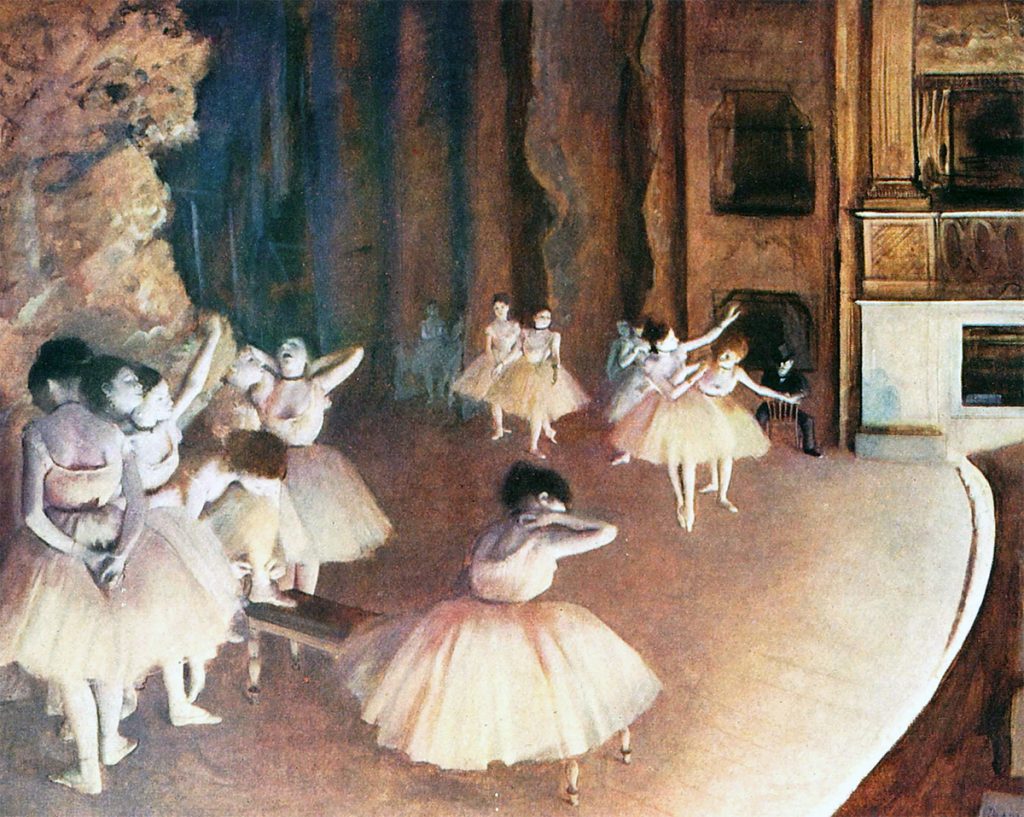 Prove di balletto in scena, 1874. Olio su tela cm 65x81. Musée d'Orsay, Parigi