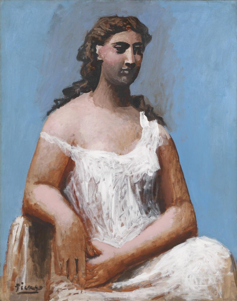 Picasso. Femme assise en chemise (Donna seduta in camicia), 1923. Olio su tela, cm 92,1 x 73. Tate, Bequeathed by C. Frank Stoop 1933. Succession Picasso by SIAE 2017