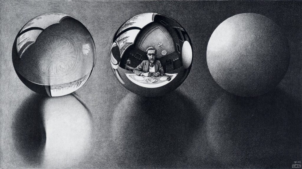 Cornelis Escher. Tre sfere II, 1946, litografia