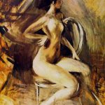 Giovanni Boldini. Nudino scattante, c. 1910, olio su tavola, cm. 34.5 x 26.5