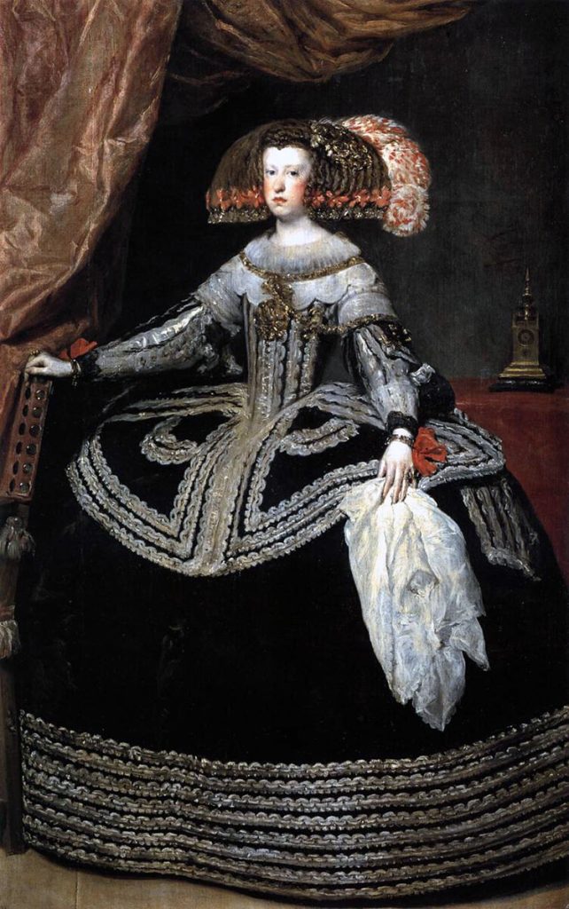 Velásquez. Ritratto di Maria Anna d'Austria, 1652-1653. Olio su tela, cm. 231x131. Museo del Prado, Madrid