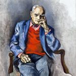 Guttuso. Ritratto di Moravia, 1982. Olio su tela, cm. 122 x 95. Casa Museo "Alberto Moravia", Roma