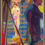 L'Espressionismo tedesco. Ernst Ludwig Kirchner. Heckel e una modella nell’atelier, 1905. Olio su tela, cm. 50 x 33,6. Brücke-Museum, Berlino