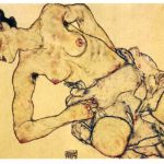 Egon Schiele. Donna inginocchiata seminuda, 1917