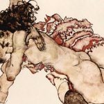 Egon schiele. CCoppia di donne abbracciate l'un l'altra, 1915