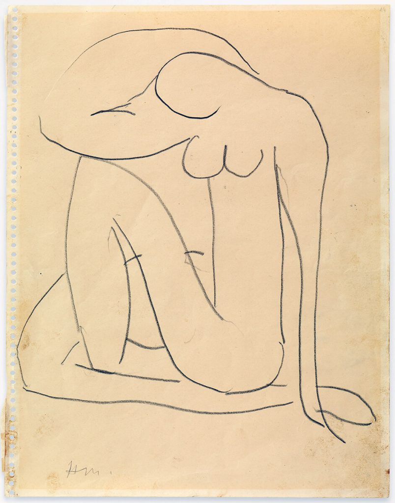 Henri Matisse. Studio per Nudo Blu, c. 1952. Matita su carta, cm. 27 x 21. Collezione privata. © Succession H. Matisse, c/o Pictoright Amsterdam, 2014