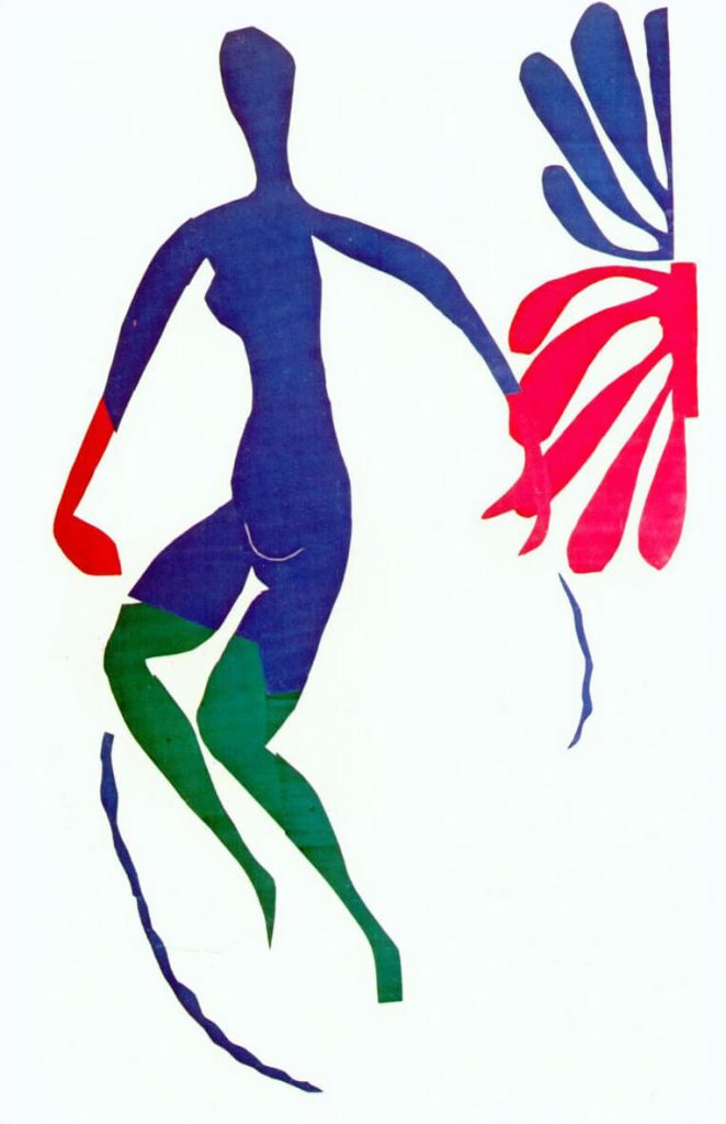 Henri Matisse. Nudo Blu con calze verdi, 1952. Guazzo su carta, tagliato e incollato, cm. 258 x 167, © c / o Pictoright Amsterdam, 2014
