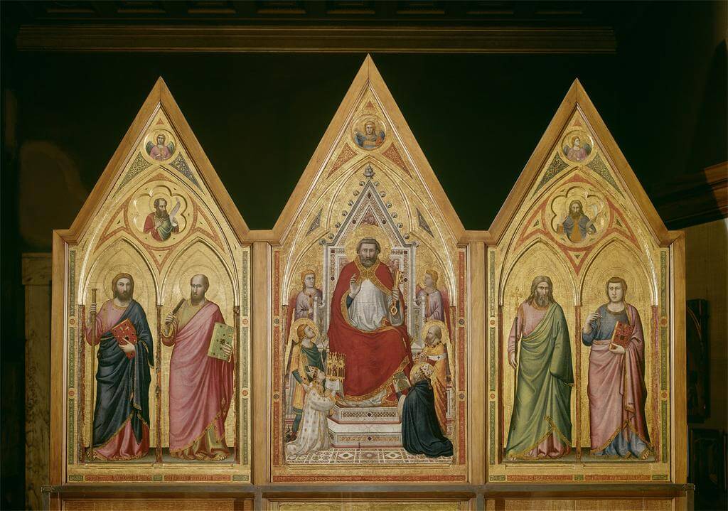 Giotto. Polittico Stefaneschi recto, secondo decennio del Trecento. Tempera e oro su tavola. Basilica di San Pietro. Città del Vaticano, Musei Vaticani