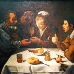 Velázquez. Cena nella taverna, 1618-1619 ca. Olio su tela, cm. 96 × 112. Museo di Belle Arti di Budapest