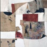 Alberto Burri. Gobbo Bianco, 1953, cm. 100,7 × 87. Stoffa, olio, segatura, pietra pomice su tela estraflessa. Fondazione Palazzo Albizzini Collezione Burri, Città di Castello, Italy