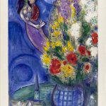 Marc Chagall. Coppia di amanti e Fiori. Litografia a colori, 1949, cm. 55,5 x 41. dono di Ida Chagall, Parigi