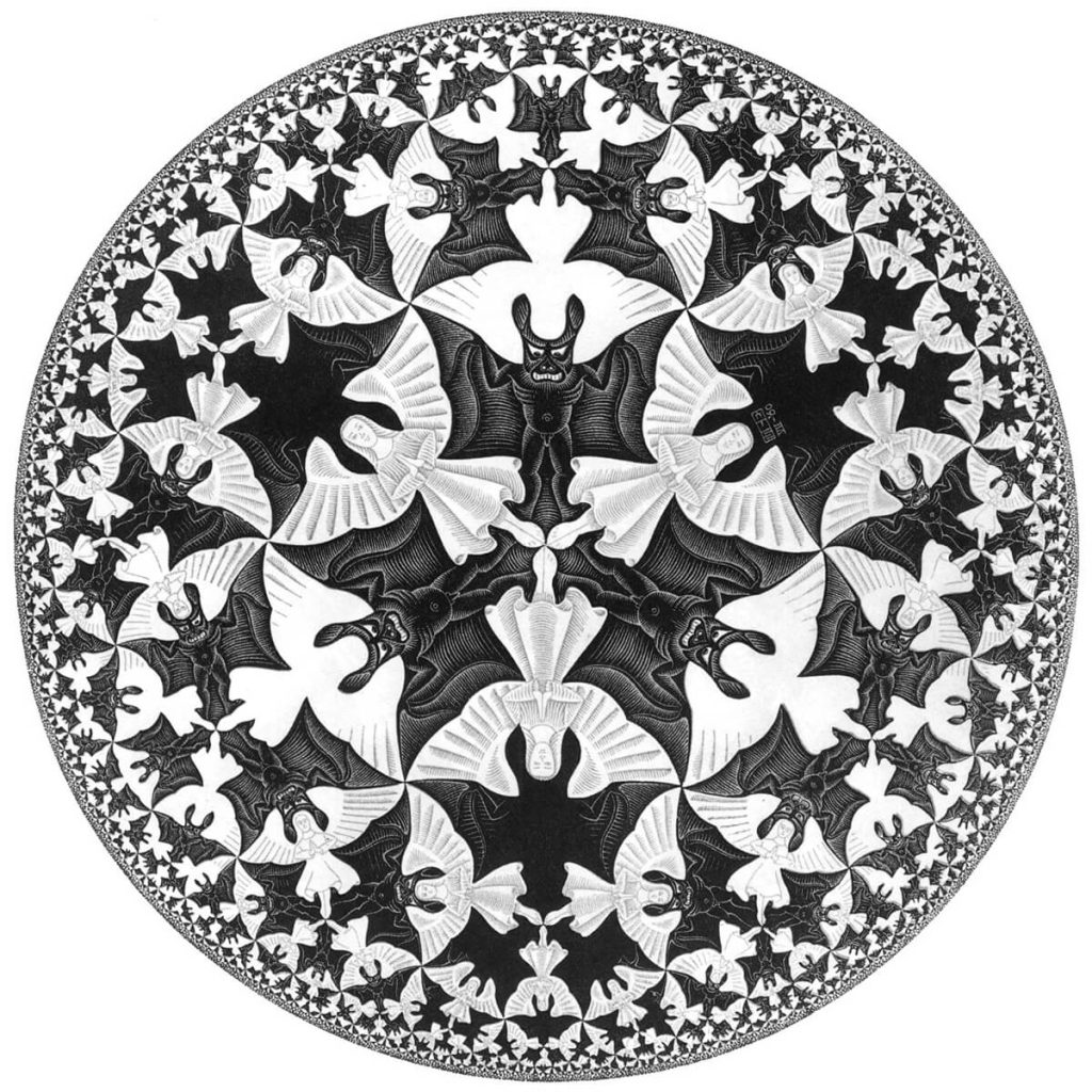 Escher. Angeli e Diavoli. Limite del cerchio IV, 1941