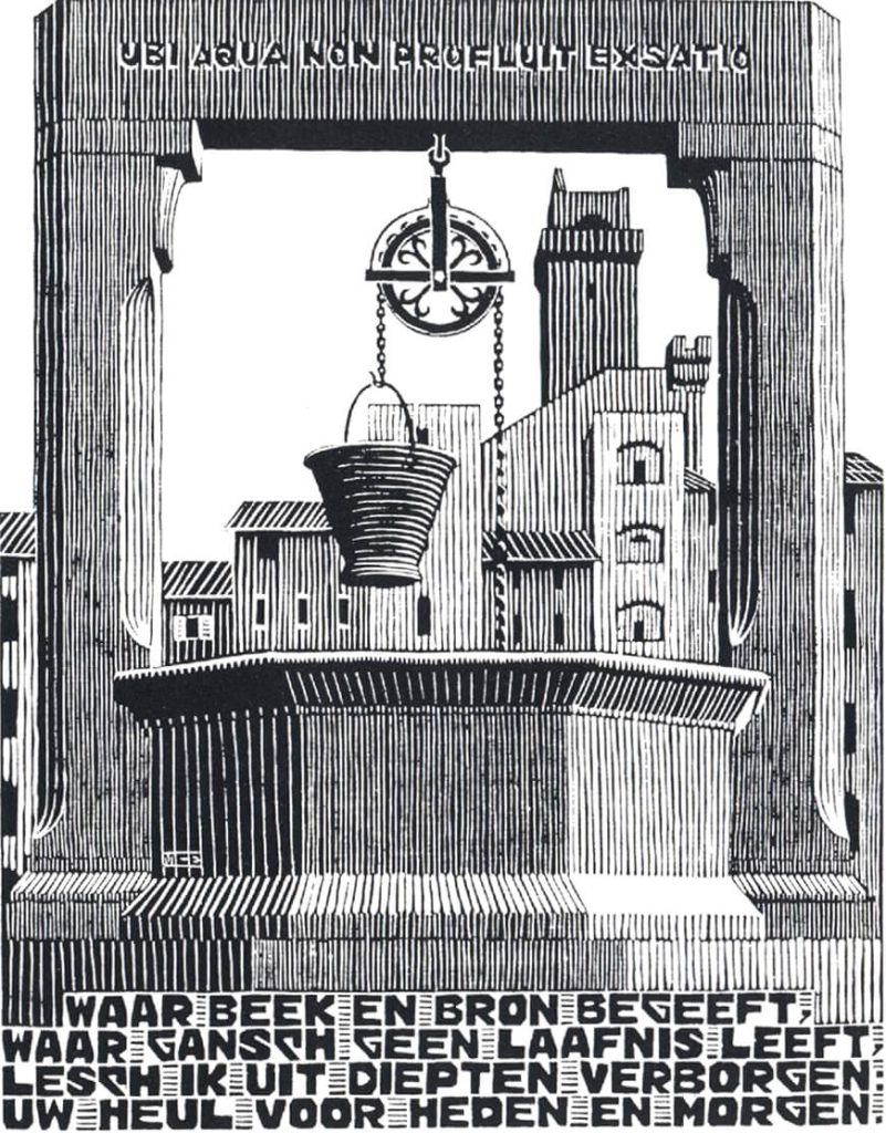 Escher. Campana di San Gimignano Piazza della Cisterna, 1931. Litografia