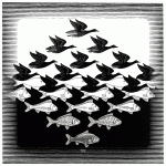 Escher. Cielo e acqua I, 1938, Xilografia. cm. 43,9 x 43,5