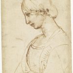 Raffaello. Testa di donna di profilo. Penna e inchiostro, carta. Gabinetto Disegni e Stampe degli Uffizi, Firenze