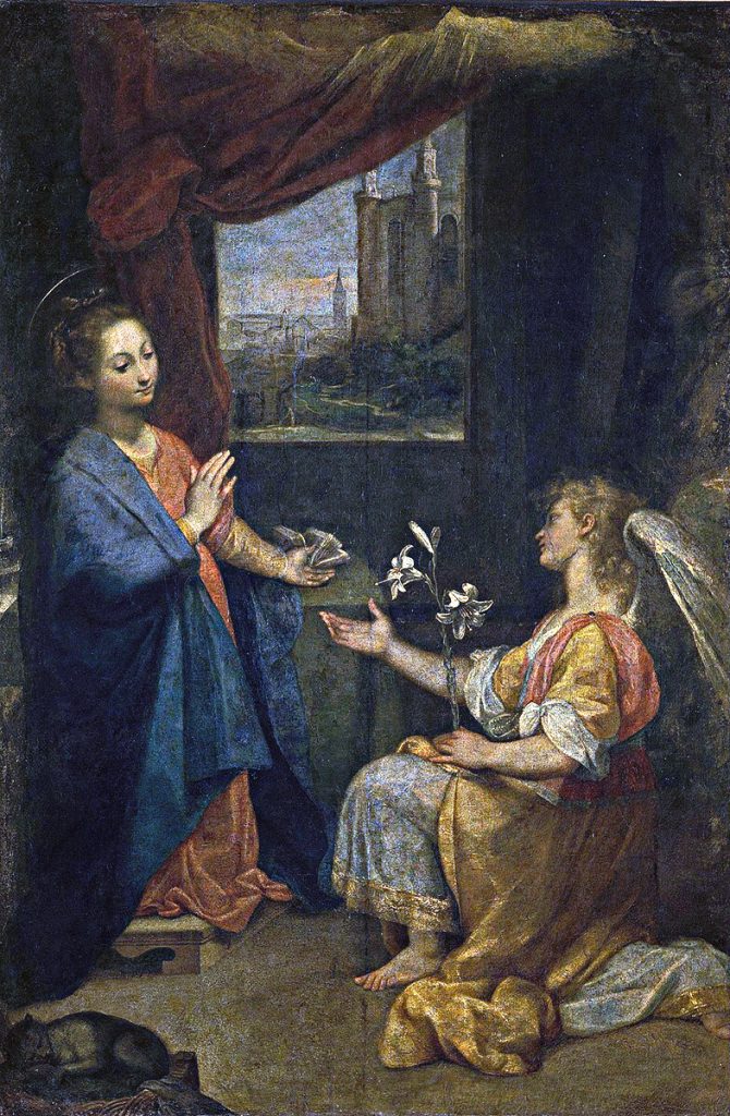 Federico Barocci. Annunciazione, 1582 - 1584. Olio su tela, cm.248 x 170. Pinacoteca dei Musei Vaticani, Città del Vaticano