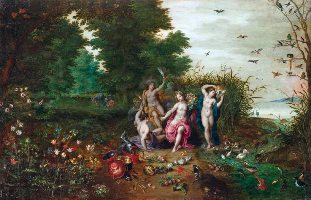 Jan Brueghel il Giovane & Hendrick Van Balen. Allegoria dei quattro elementi, 1630 ca.Olio su tavola, cm. 49 x 75,5