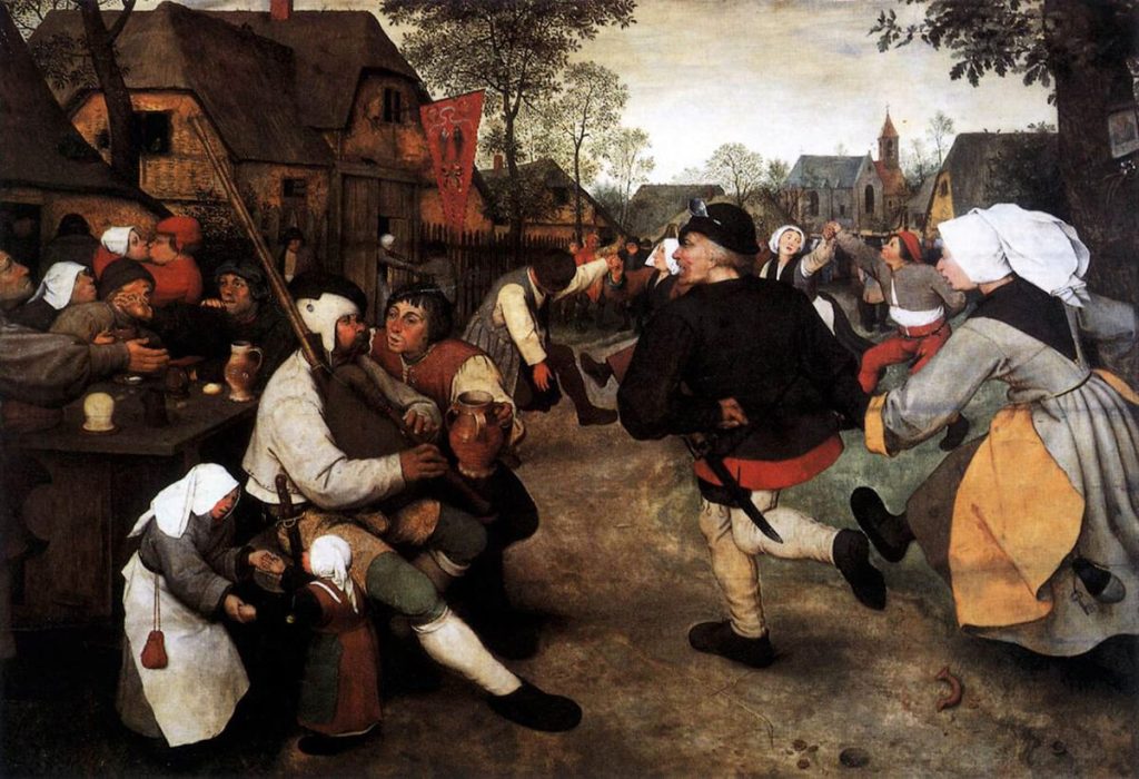 Pieter Bruegel il Vecchio. Danza di contadini, 1568 circa. Olio su tavola, cm. 114 × 164. Museo della Storia dell'Arte, Vienna