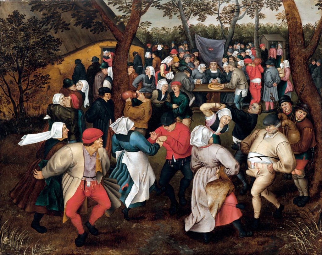 Pieter Brueghel il Giovane. Danza nuziale all’aperto, 1610 ca. Olio su tavola, cm. 74,2 x 94. Collezione privata, U.S.A.