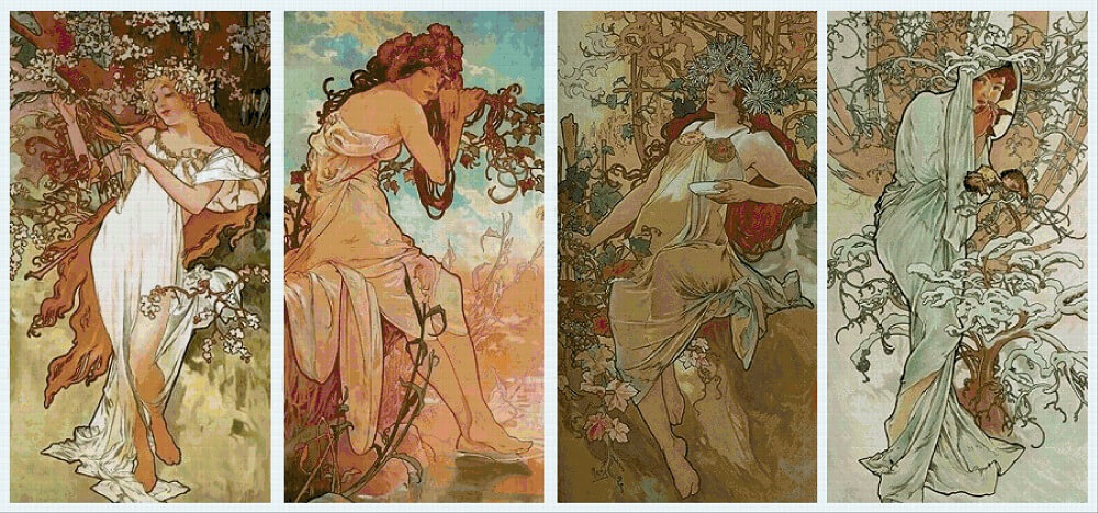 Alfons Mucha. Le quattro stagioni, 1895