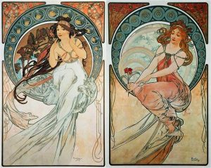 Alfons Mucha. Allegoria della musica e della pittura, 1902 - Art Nouveau