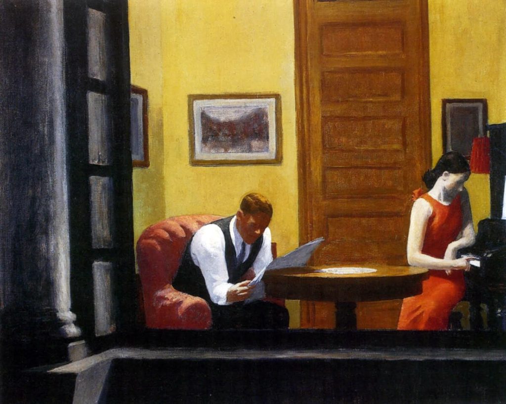 Edward Hopper. Stanza a New York, 1932. Olio su tela, cm. 72,5 x 90. Sheldon Memorial Art Gallery and Sculpture Garden, University of Nebraska-Lincoln, UNL- F.M. Hall Collection. Photograph Sheldon Memorial Art Gallery