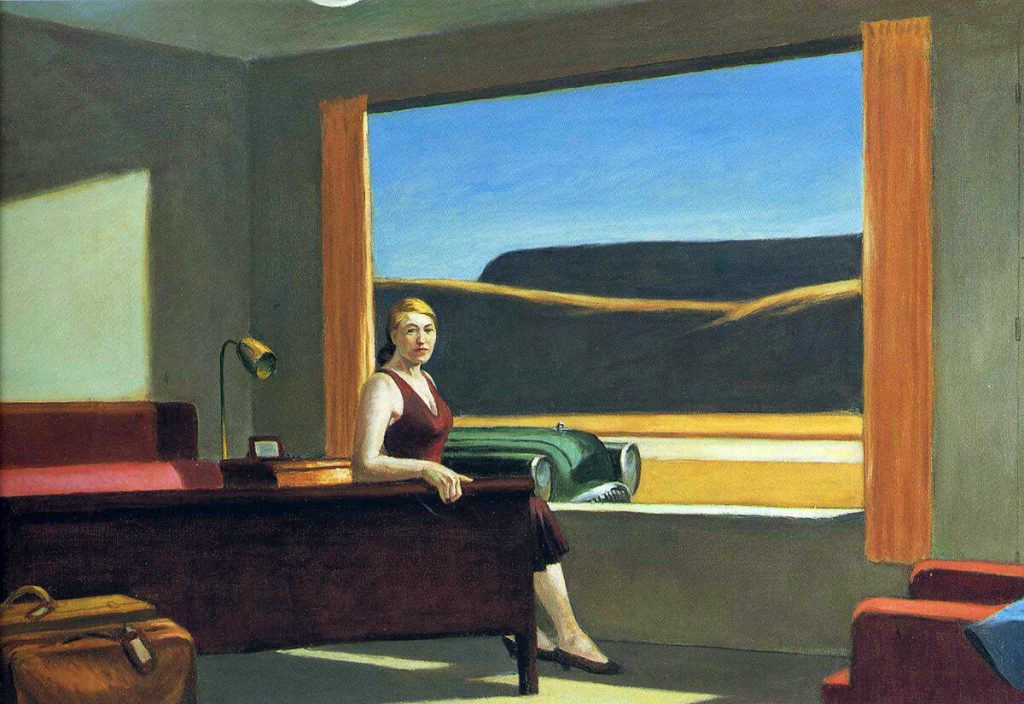 Edward Hopper. Western-Motel, 1957. Olio su tela, cm. 77.8 x 128.3. Yale University. Lascito di Stephen Carlton Clark, B.A