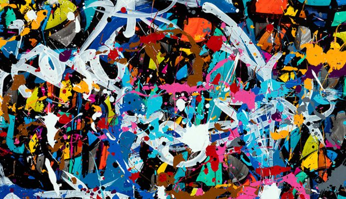 JonOne. Giochi sporchi, 2016. Acrilico e inchiostro su tela, cm. 96 x 110 (dettaglio). © JonOne