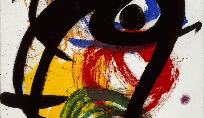 Joan Miró . Personaggio, uccello II, 1973. Olio su tela, cm 65 x 54. Collezione privata, © Successió Miró by SIAE 2016