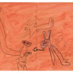 Joan Miró. Personaggi e uccello, 1937. Inchiostro di china e acquerello su carta, cm.25 x 32. Collezione privata, Successió Miró by SIAE 2016