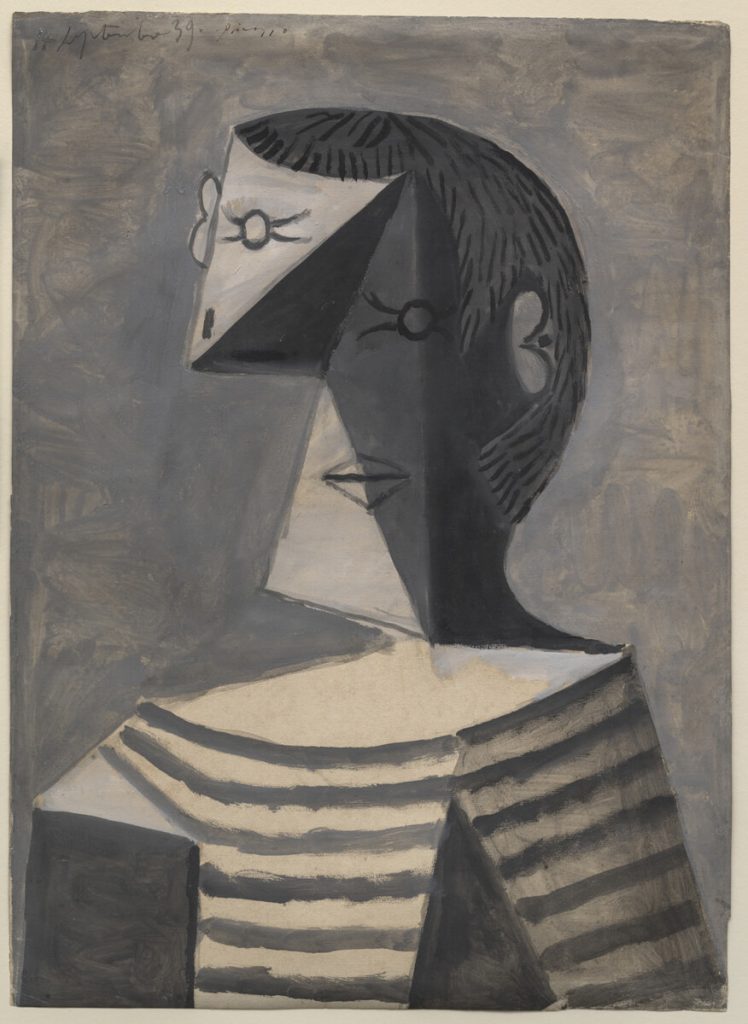 Pablo Picasso. Busto di uomo in maglia a righe, 1939. Gouache su carta, cm 63,1 x 45,6. Venezia, Collezione Peggy Guggenheim