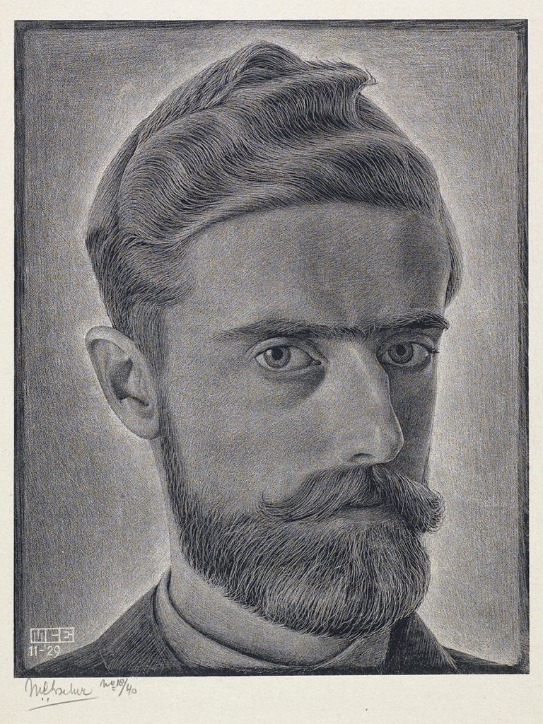 Escher a Milano. Escher. Autoritratto, 1929. Litografia, cm 26x20,3. Collezione Giudiceandrea Federico. All M.C. Escher works © 2016 The M.C. Escher Company The Netherlands. All rights reserved