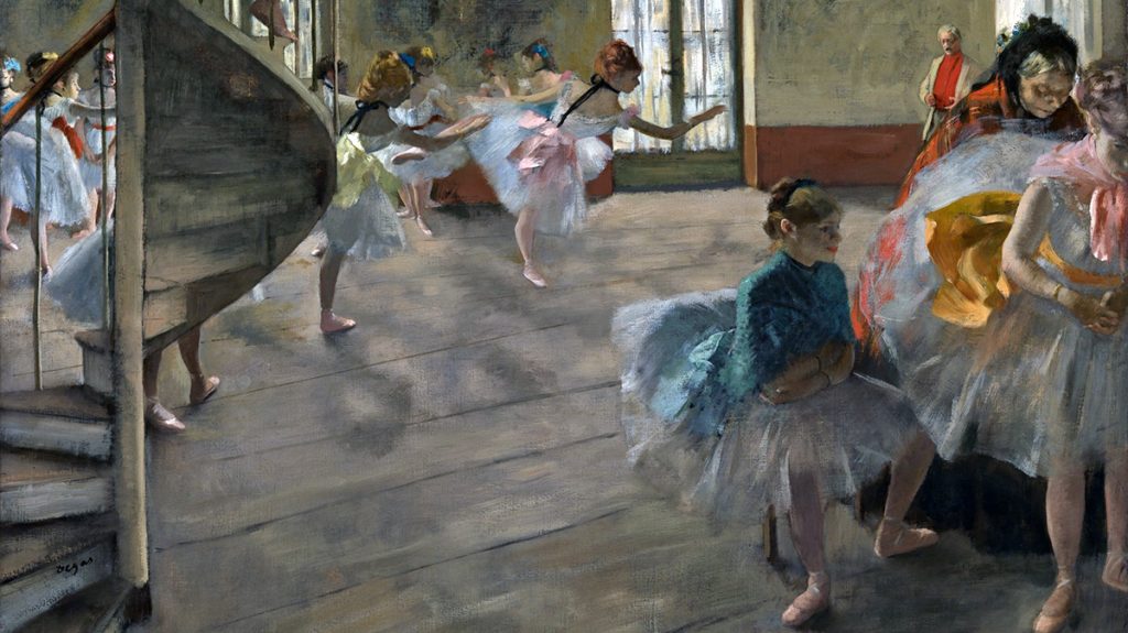 Edgar Degas. Prova di Balletto in scena, 1874. Olio su tela, cm 65x81. Musée d'Orsay, Parigi