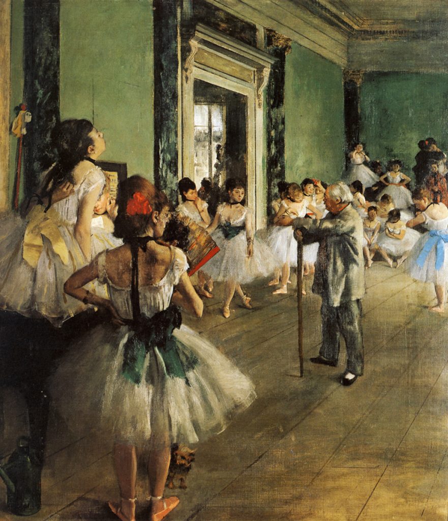 Edgar Degas. La classe di danza, 1871-1874. Olio su tela, cm 85 x 75. Musée d'Orsay, Parigi