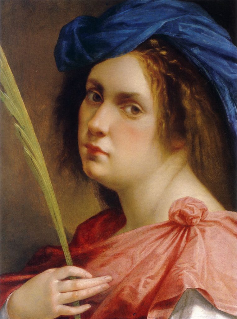 Artemisia Gentileschi. Autoritratto come martire, 1615. Olio su tavola, cm 31,7×24,8. Collezione privata