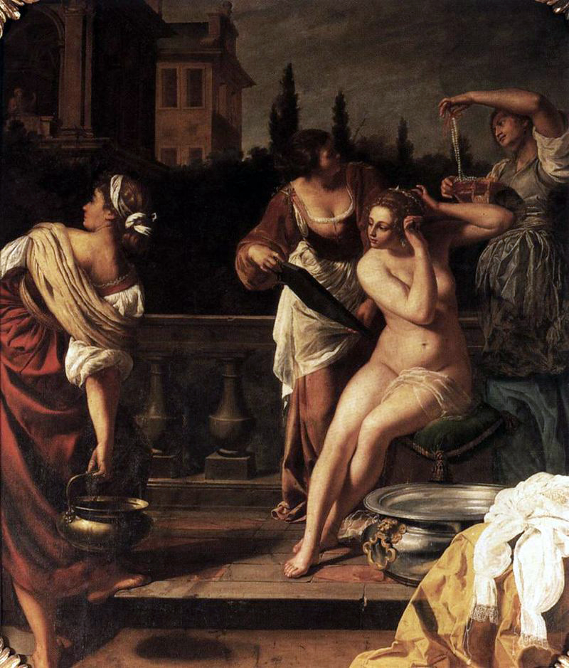 Artemisia Gentileschi. Betsabea al bagno, 1650. Olio su tela, cm 258 x 218. Neues Museum Palais, Potsdam