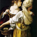 Artemisia Gentileschi. Giuditta e la fantesca Abra con la testa di Oloferne, 1618-1619 ca. Olio su tela, cm 114×93,5. Galleria degli Uffizi, Firenze