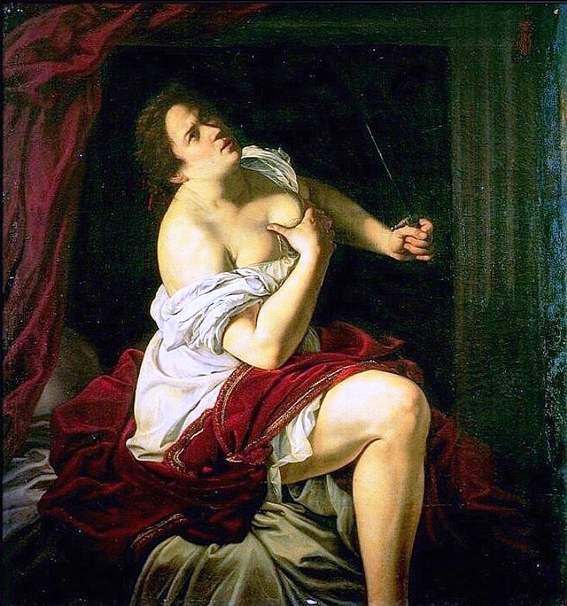 Artemisia Gentileschi. Lucrezia, 1620-1621. Olio su tela, cm 54 x 51. Palazzo Cattaneo-Adorno, Genova