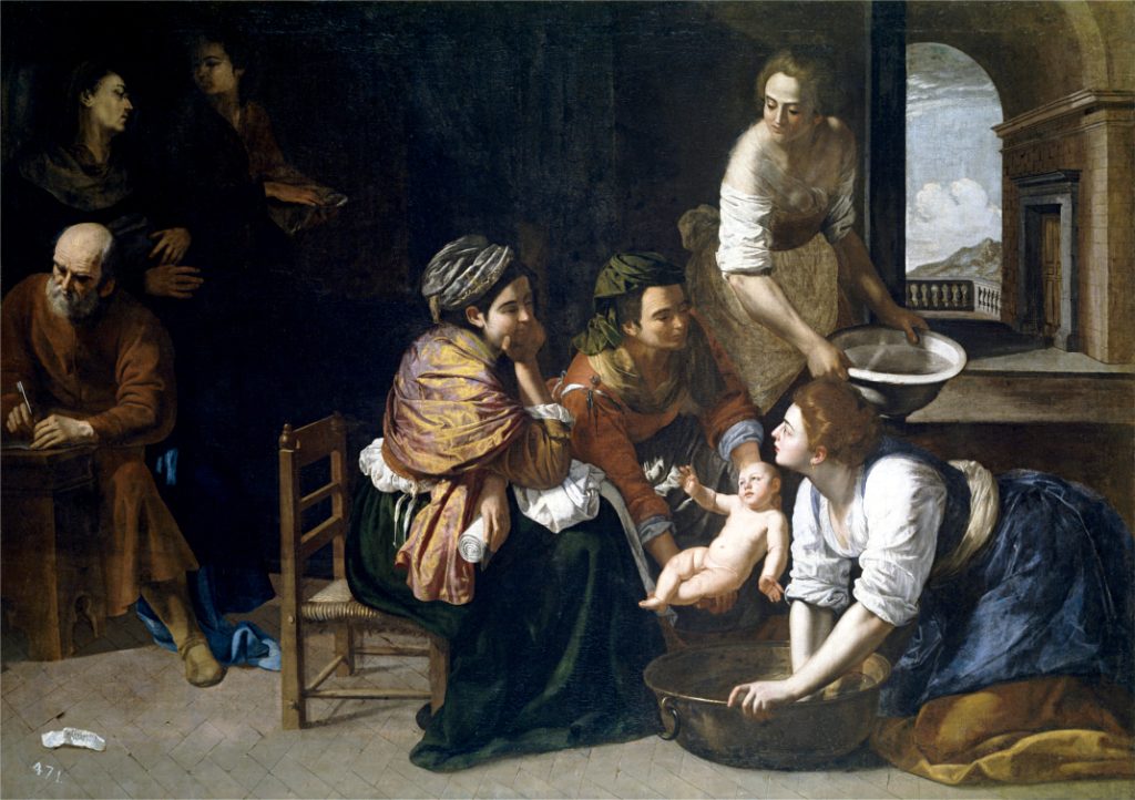 Artemisia Gentileschi. Nascita di San Giovanni Battista, 1633-35. Olio su tela, cm 164x258. Credits: Museo Nacional del Prado, Madrid